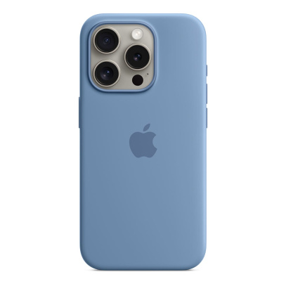 Чехол Silicone Case для Apple iPhone 15 Pro с MagSafe Winter Blue, голубой