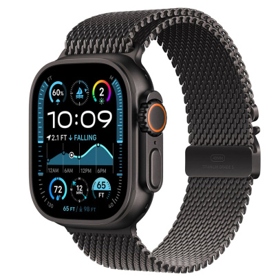 Apple Watch Ultra 2 (2024), 49 мм корпус из титана цвета «Black», ремешок Titanium Milanese Loop размера M цвета «Black»