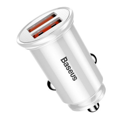 АЗУ Baseus 2 USB Quick Charger 30W Circular Plastic A+A Dual QC3.0 (CCALL-YD02) Белый