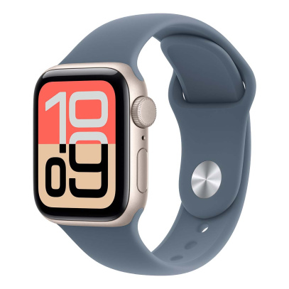 Apple Watch SE 3 (2025), 40 мм корпус из алюминия цвета «Starlight», ремешок Sport Band размера M/L цвета «Anchor Blue» Apple Watch SE 3 (2025), 40 мм корпус из алюминия цвета «Starlight», ремешок Sport Band размера M/L цвета «Anchor Blue»