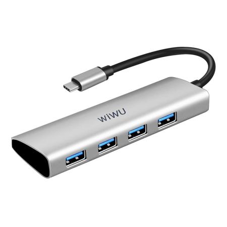 Хаб WiWU Alpha Type-C 4*USB3.0 (A440) Серебристый Хаб WiWU Alpha Type-C 4*USB3.0 (A440) Серебристый