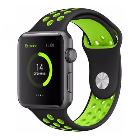 Ремешок Nike+ "Silicone Sport Band" Apple Watch 42/44 мм Черно-салатовый Ремешок Nike+ "Silicone Sport Band" Apple Watch 42/44 мм Черно-салатовый