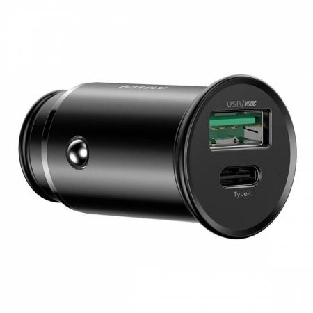 Автомобильное зарядное устройство Baseus Circular Metal PPS Quick Charger Car Charger 30W (CCYS-C01) Черный Автомобильное зарядное устройство Baseus Circular Metal PPS Quick Charger Car Charger 30W (CCYS-C01) Черный