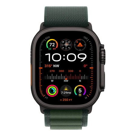 Apple Watch Ultra 2 (2024), 49 мм корпус из титана цвета «Black», ремешок Alpine Loop размера M цвета «Dark Green» Apple Watch Ultra 2 (2024), 49 мм корпус из титана цвета «Black», ремешок Alpine Loop размера M цвета «Dark Green»