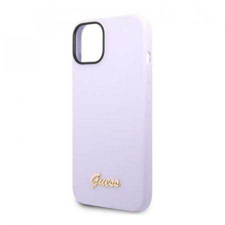 Чехол Guess для iPhone 14 CG Mobile Liquid silicone Gold metal logo Hard (GUHCP14SSLSMU) Сиреневый Чехол Guess для iPhone 14 CG Mobile Liquid silicone Gold metal logo Hard (GUHCP14SSLSMU) Сиреневый