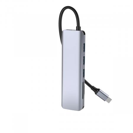 USB Хаб WiWU Alpha 731 HC 7в1 Type C на 3xUSB 3.0+HDMI 4K+Type C PD 100 Вт+SD/TF (A731HC) Серый USB Хаб WiWU Alpha 731 HC 7в1 Type C на 3xUSB 3.0+HDMI 4K+Type C PD 100 Вт+SD/TF (A731HC) Серый