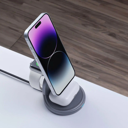 Беспроводная зарядная станция Deppa 3в1 MagSafe Rotation QI складная (23161) Графит Беспроводная зарядная станция Deppa 3в1 MagSafe Rotation QI складная (23161) Графит