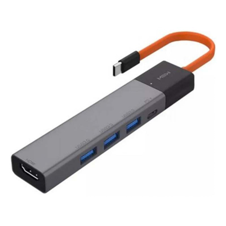 Адаптер MIIIW Type-C HUB Adapter 5в1, 3х USB 3.0 + HDMI 4K + 1x Type-C PD (MWCMA05) Серый Адаптер MIIIW Type-C HUB Adapter 5в1, 3х USB 3.0 + HDMI 4K + 1x Type-C PD (MWCMA05) Серый