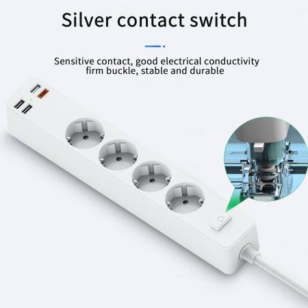 Сетевой фильтр WiWU Smart Power Strip EU Plug 20W 4*AC+3*USB 3.0+ 1*USB-C (U01 EU) Белый Сетевой фильтр WiWU Smart Power Strip EU Plug 20W 4*AC+3*USB 3.0+ 1*USB-C (U01 EU) Белый