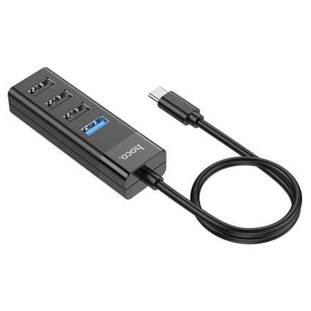 USB-хаб hoco. 4в1 Type-C на USB 3.0 + 3 USB 2.0 (HB25T) Черный USB-хаб hoco. 4в1 Type-C на USB 3.0 + 3 USB 2.0 (HB25T) Черный