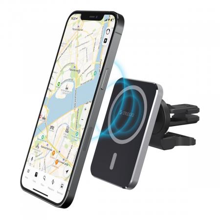 Автомобильный держатель Deppa Mage Safe Qi для iPhone, магнитный (55185) Черный Автомобильный держатель Deppa Mage Safe Qi для iPhone, магнитный (55185) Черный