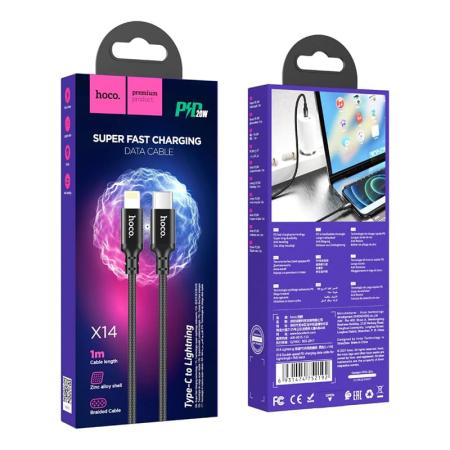 Кабель hoco. Super Fast Charging Data Cable разъем Type-C – Lightning, 1 м (X14) Черный Кабель hoco. Super Fast Charging Data Cable разъем Type-C – Lightning, 1 м (X14) Черный