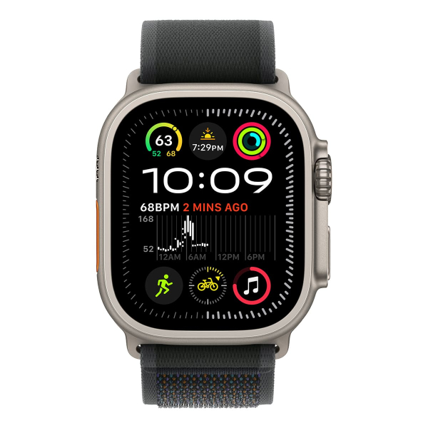 Apple Watch Ultra 2 (2024), 49 мм корпус из титана цвета «Natural», ремешок Trail Loop размера M/L цвета «Black» Apple Watch Ultra 2 (2024), 49 мм корпус из титана цвета «Natural», ремешок Trail Loop размера M/L цвета «Black»
