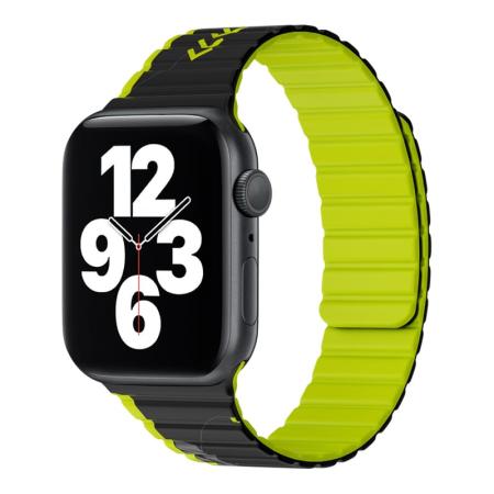 Магнитный силиконовый ремешок для часов iWatch на 42/44/45/49 мм WiWU Smart Magnetic Silicone (Wi-WB010) Black+Green Магнитный силиконовый ремешок для часов iWatch на 42/44/45/49 мм WiWU Smart Magnetic Silicone (Wi-WB010) Black+Green