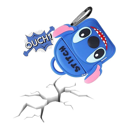 Чехол Carton Silicone Case Стич для Apple AirPods Blue, голубой Чехол Carton Silicone Case Стич для Apple AirPods Blue, голубой