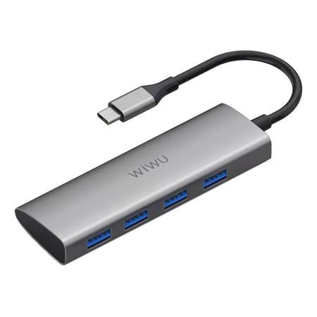Хаб WiWU Alpha Type-C 4*USB3.0 (A440) Серый Хаб WiWU Alpha Type-C 4*USB3.0 (A440) Серый