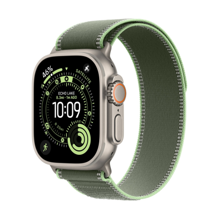 Apple Watch Ultra 3 (2025), 49 мм корпус из титана цвета «Natural», ремешок Trail Loop размера M/L цвета «Green/Neon» Apple Watch Ultra 3 (2025), 49 мм корпус из титана цвета «Natural», ремешок Trail Loop размера M/L цвета «Green/Neon»