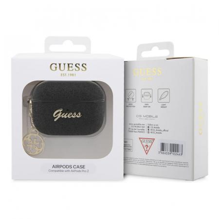 Чехол для Airpods Pro 2 Guess Glitter flakes Metal logo with Heart charm (GUAP2GLGSHK) Черный Чехол для Airpods Pro 2 Guess Glitter flakes Metal logo with Heart charm (GUAP2GLGSHK) Черный