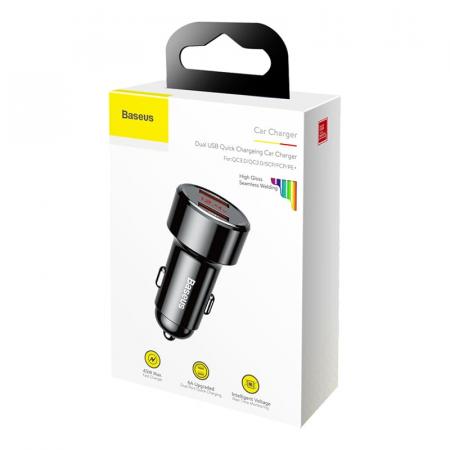 Автомобильное зарядное устройство Baseus 2 USB Quick Charger 45W (USB+USB) (CCMLC20A-01) Черный Автомобильное зарядное устройство Baseus 2 USB Quick Charger 45W (USB+USB) (CCMLC20A-01) Черный