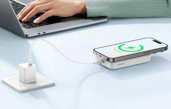 Внешний аккумулятор Baseus Magnetic Mini Wireless Fast Charge Power Bank 10000mAh 30W с поддержкой беспроводной зарядки PPCX110202 (PPCXM1030) Белый