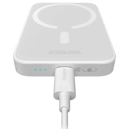 Внешний аккумулятор Baseus Magnetic Mini Wireless Fast Charge Overseas Editionc power bank с поддержкой беспроводной зарядки 6000mAh 20W (PPCX100502) Белый Внешний аккумулятор Baseus Magnetic Mini Wireless Fast Charge Overseas Editionc power bank с поддержкой беспроводной зарядки 6000mAh 20W (PPCX100502) Белый