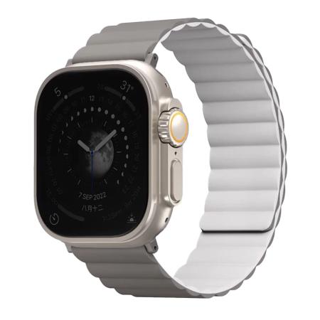 Ремешок UNIQ для Apple Watch 49/45/44/42 мм Revix reversible Magnetic (49MM-REVAGRYDWHT) Белый/Серый Ремешок UNIQ для Apple Watch 49/45/44/42 мм Revix reversible Magnetic (49MM-REVAGRYDWHT) Белый/Серый