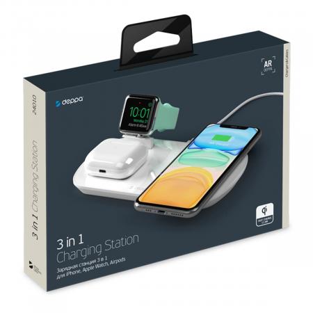 Зарядная станция Deppa 3в1 17,5W (24010) White, белый Зарядная станция Deppa 3в1 17,5W (24010) White, белый