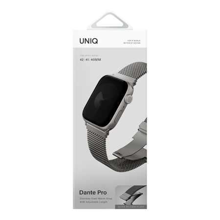 Ремешок для Apple Watch Uniq Dante Pro 38/40/41/42 мм Titanium Silver, серебристый Ремешок для Apple Watch Uniq Dante Pro 38/40/41/42 мм Titanium Silver, серебристый