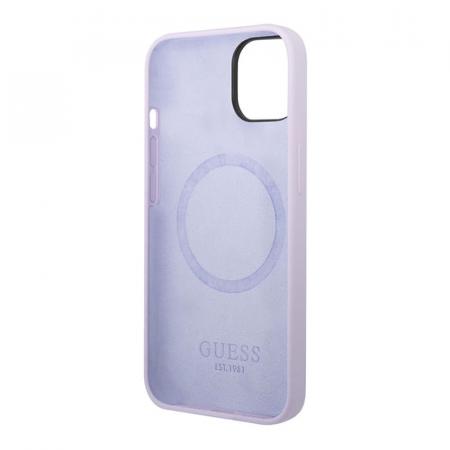 Чехол Guess для iPhone 14 с Magsafe CG Mobile Liquid silicone Plate metal logo Hard (GUHMP14SSBPLU) Сиреневый Чехол Guess для iPhone 14 с Magsafe CG Mobile Liquid silicone Plate metal logo Hard (GUHMP14SSBPLU) Сиреневый