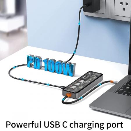 Хаб WiWU Cyber hub 7в1 USB3.0*3+SD/TF(3.0)+HDMI(4K30)+PD (CB007) Серый космос Хаб WiWU Cyber hub 7в1 USB3.0*3+SD/TF(3.0)+HDMI(4K30)+PD (CB007) Серый космос