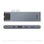 Переходник Baseus для MacBook HUB TB3 C+ (Dual Type-C to USB3.0/HDMI/Type-C/SD/Micro/LAN) (CAHUB-L0G) Deep Grey, темно-серый Переходник Baseus для MacBook HUB TB3 C+ (Dual Type-C to USB3.0/HDMI/Type-C/SD/Micro/LAN) (CAHUB-L0G) Deep Grey, темно-серый