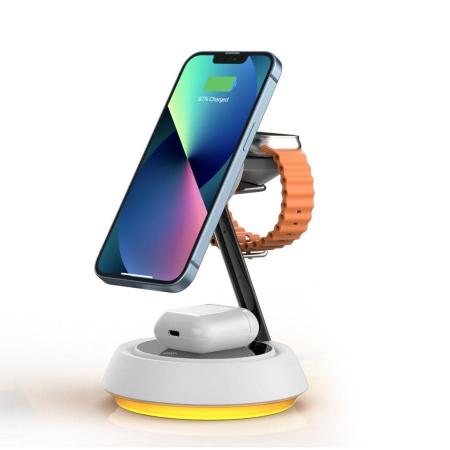 Беспроводное зарядное устройство WiWU TRIPLE 15W Foldable 3в1 wireless charger (Wi-W002) White, белый Беспроводное зарядное устройство WiWU TRIPLE 15W Foldable 3в1 wireless charger (Wi-W002) White, белый