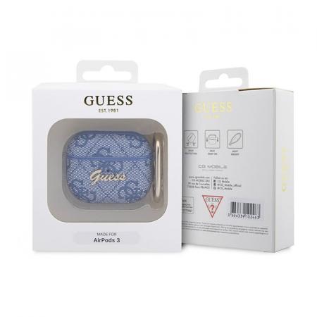 Чехол для Airpods 3 Guess PU leather 4G с карабином и металлическим логотипом (GUA34GSMB) Синий Чехол для Airpods 3 Guess PU leather 4G с карабином и металлическим логотипом (GUA34GSMB) Синий