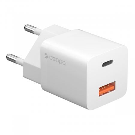 СЗУ Deppa GaN Wall Charger USB-C + USB-A, PD 3.0, QC 3.0, 20Вт (11410) Белый СЗУ Deppa GaN Wall Charger USB-C + USB-A, PD 3.0, QC 3.0, 20Вт (11410) Белый