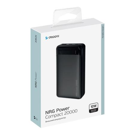 Внешний аккумулятор Deppa NRG Power 20000mAh, 2A, 2xUSB (33631) Черный Внешний аккумулятор Deppa NRG Power 20000mAh, 2A, 2xUSB (33631) Черный