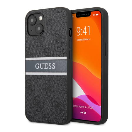 Чехол Guess для iPhone 13 PU Saffiano with metal logo Hard (GUHCP13MPSASBGR) Серый Чехол Guess для iPhone 13 PU Saffiano with metal logo Hard (GUHCP13MPSASBGR) Серый