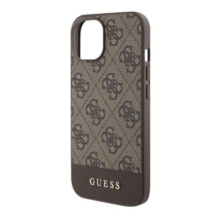 Чехол Guess для iPhone 15 PU 4G Bottom stripe Metal logo Hard (GUHCP15SG4GLBR) Коричневый Чехол Guess для iPhone 15 PU 4G Bottom stripe Metal logo Hard (GUHCP15SG4GLBR) Коричневый