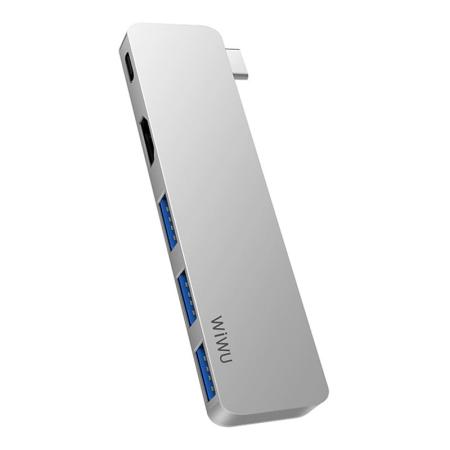 Хаб WiWU USB Type-C HUB 5в1 T6Pro Серый Хаб WiWU USB Type-C HUB 5в1 T6Pro Серый