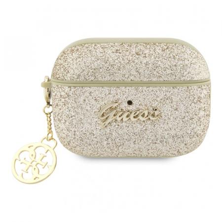 Чехол для Airpods Pro 2 Guess Glitter flakes Metal logo with Heart charm (GUAP2GLGSHD) Золотой Чехол для Airpods Pro 2 Guess Glitter flakes Metal logo with Heart charm (GUAP2GLGSHD) Золотой