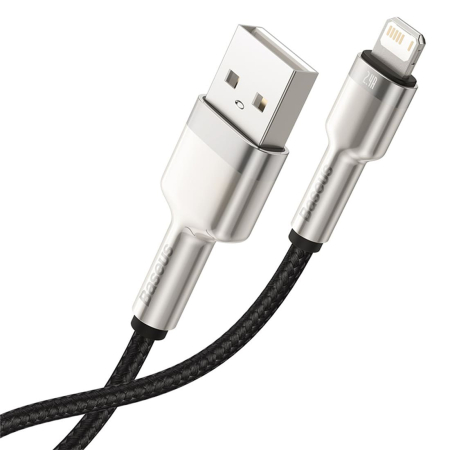 Кабель Baseus Cafule Series Metal Data Cable USB to iP 2,4A, 0,25 м (CALJK-01) Чёрный Кабель Baseus Cafule Series Metal Data Cable USB to iP 2,4A, 0,25 м (CALJK-01) Чёрный