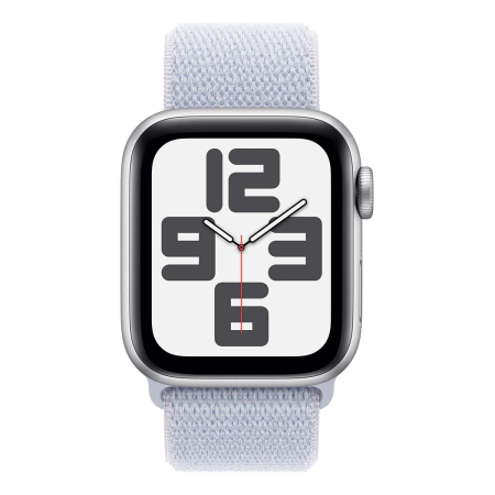 Apple Watch SE (2024), 40 мм корпус из алюминия цвета «Silver», ремешок Sport Loop цвета «Blue Cloud» Apple Watch SE (2024), 40 мм корпус из алюминия цвета «Silver», ремешок Sport Loop цвета «Blue Cloud»