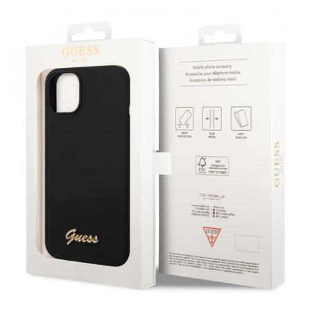 Чехол Guess для iPhone 14 Plus Liquid silicone Gold metal logo Hard (GUHCP14MSLSMK) Черный Чехол Guess для iPhone 14 Plus Liquid silicone Gold metal logo Hard (GUHCP14MSLSMK) Черный