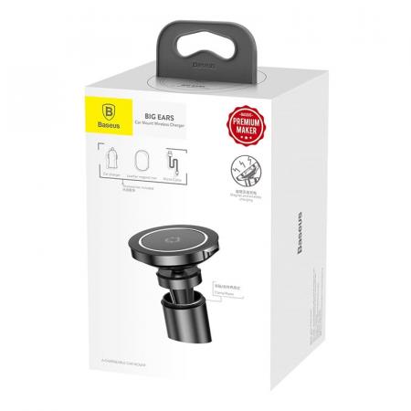Автомобильный магнитный держатель с функцией беспроводной зарядки Baseus Big Ears Car Mount Wireless Charger (WXER-01) Черный Автомобильный магнитный держатель с функцией беспроводной зарядки Baseus Big Ears Car Mount Wireless Charger (WXER-01) Черный