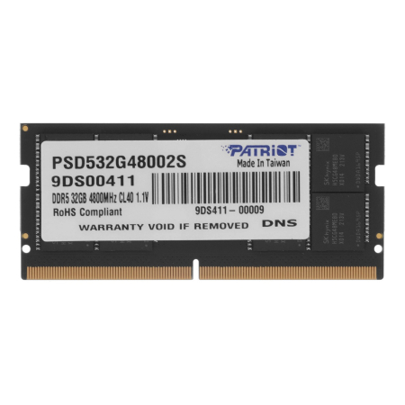 Оперативная память Patriot (PSD532G48002S) DDR5 32GB 4800MHz CL40 SO DIMM 1x32 Dual Rank