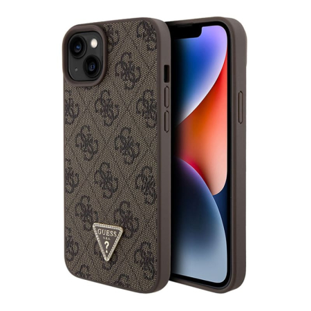 Чехол Guess для iPhone 15 Plus PU 4G Triangle Diamond metal logo Hard (GUHCP15MP4TDPW) Коричневый Чехол Guess для iPhone 15 Plus PU 4G Triangle Diamond metal logo Hard (GUHCP15MP4TDPW) Коричневый