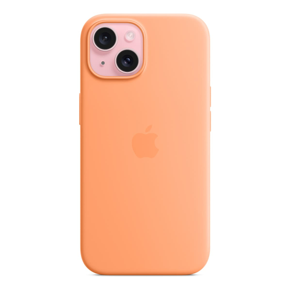 Чехол Silicone Case для Apple iPhone 15 с MagSafe  Orange Sorbet, оранжевый
