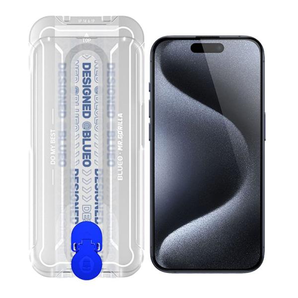 Защитное стекло для iPhone 15 Pro Max BLUEO Corning Gorilla USA Anti-Static +installer Черный