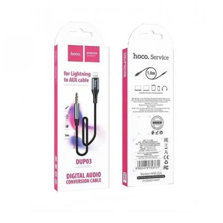 Кабель аудио hoco. Lightning на 3,5 мм jack, 1 м (DUP03) Черный Кабель аудио hoco. Lightning на 3,5 мм jack, 1 м (DUP03) Черный