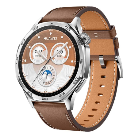 Часы HUAWEI Watch GT 5 Silver, 46 мм, цвет корпуса серебряный, цвет ремешка коричневый Часы HUAWEI Watch GT 5 Silver, 46 мм, цвет корпуса серебряный, цвет ремешка коричневый