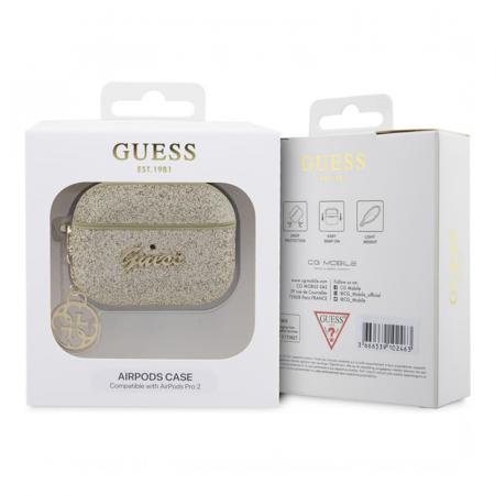 Чехол для Airpods Pro 2 Guess Glitter flakes Metal logo with Heart charm (GUAP2GLGSHD) Золотой Чехол для Airpods Pro 2 Guess Glitter flakes Metal logo with Heart charm (GUAP2GLGSHD) Золотой